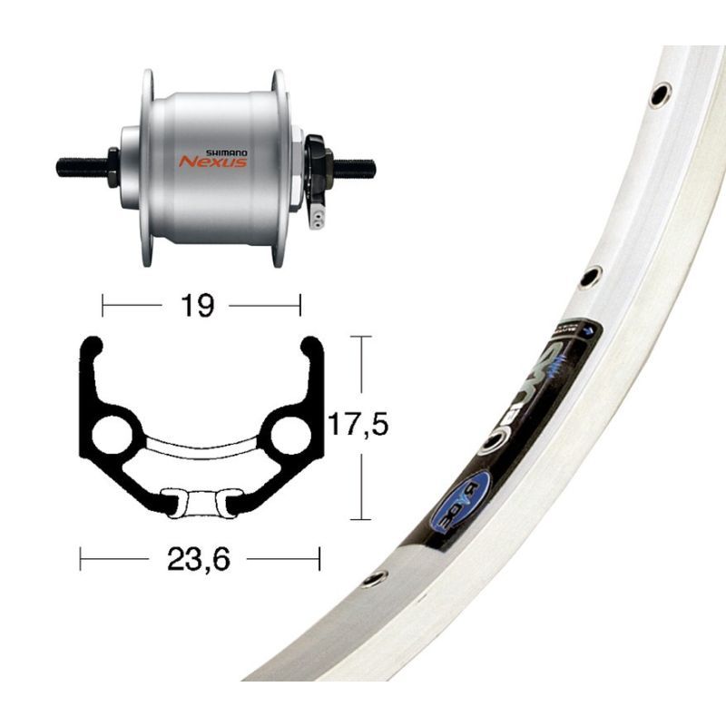 Rueda Delantera ZAC19 100mm Buje Dinamo Shimano DH3N20 Aluminio Negro/Plata