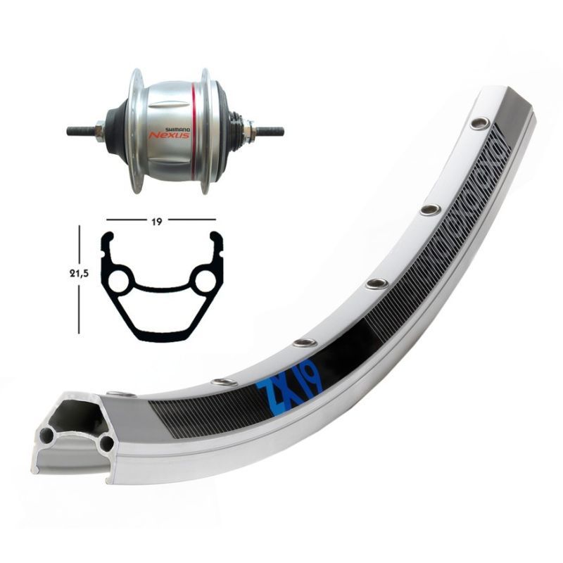 Rueda Trasera Winora Exal ZX19 Shimano SG-8R31 135mm V-Brake Plata Mate