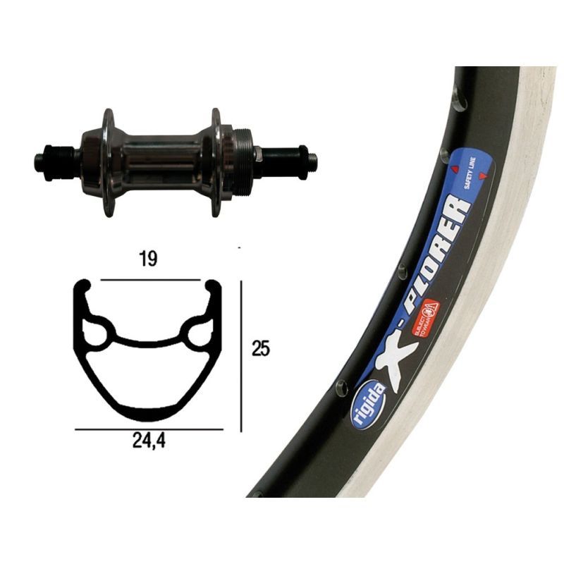 Rueda Trasera Winora Rígida X-Plorer Piñón Roscado Cierre Rápido 135mm 6/7v Negro/Plata