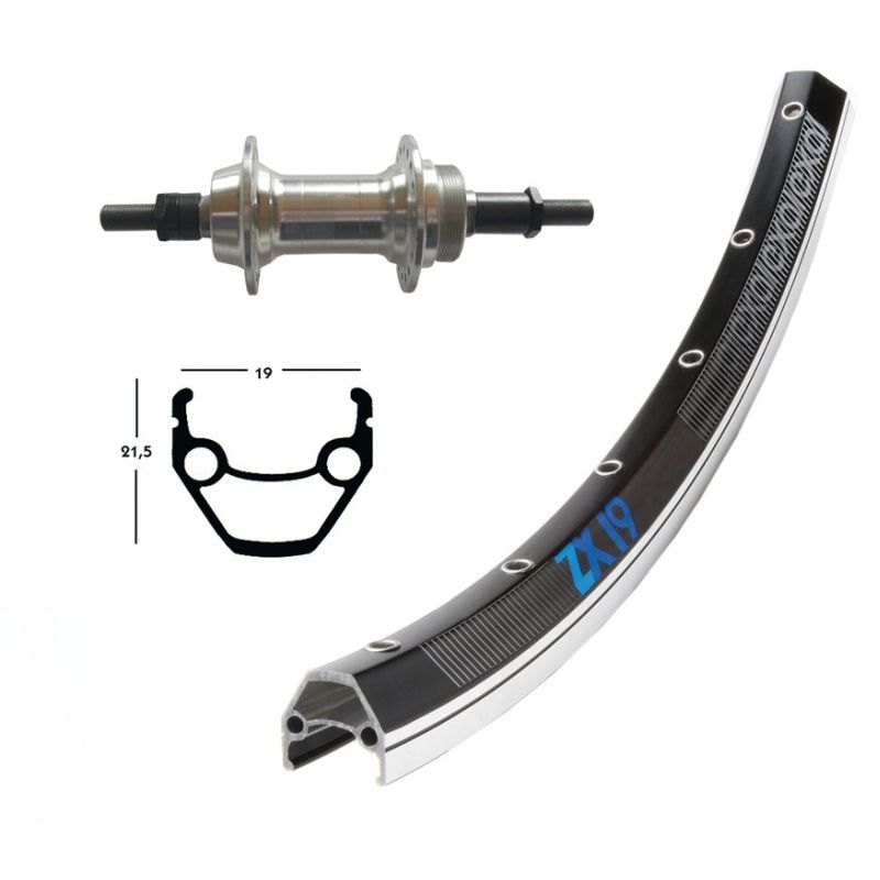 Rueda Trasera Winora Exal ZX19 Eje Macizo Tuerca 135mm 6/8v Negro/Plata