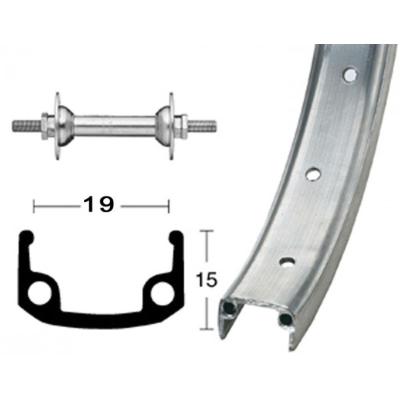 Rueda Delantera Roland Llanta Aluminio Buje Acero 20 Agujeros Válvula 8.5mm Plata