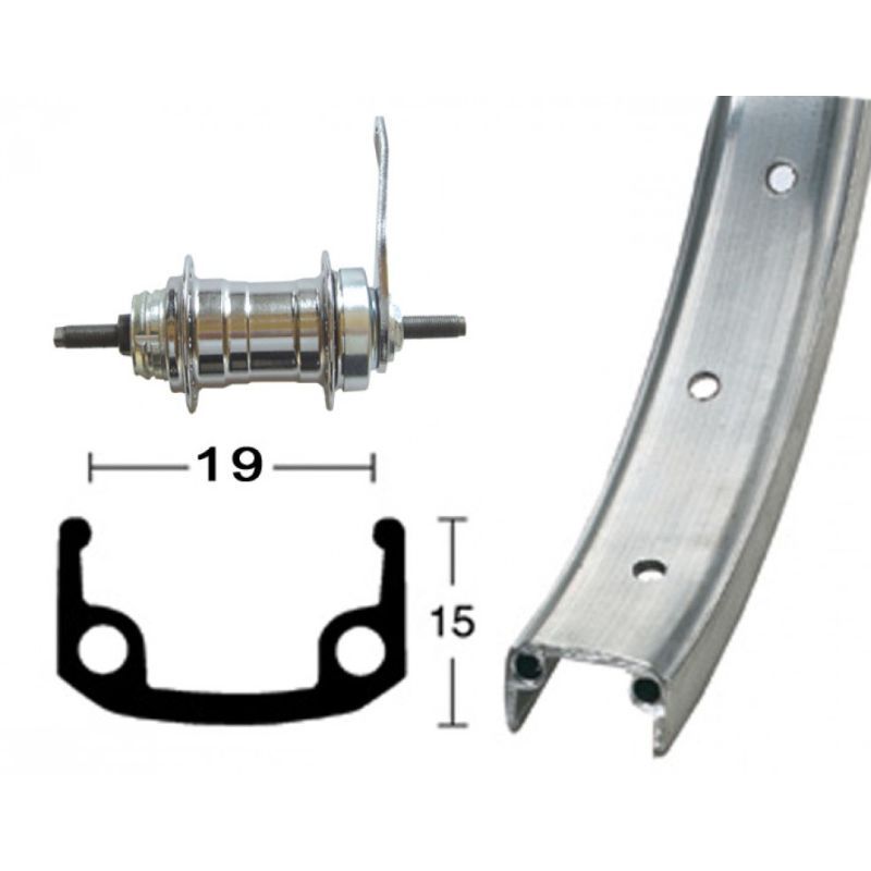 Rueda Trasera Roland Llanta Aluminio Buje Acero 20 Agujeros Válvula 8.5mm Plata