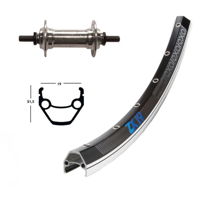 Rueda Delantera Winora Exal ZX19 Eje Macizo Tuerca 100mm Negro/Plata