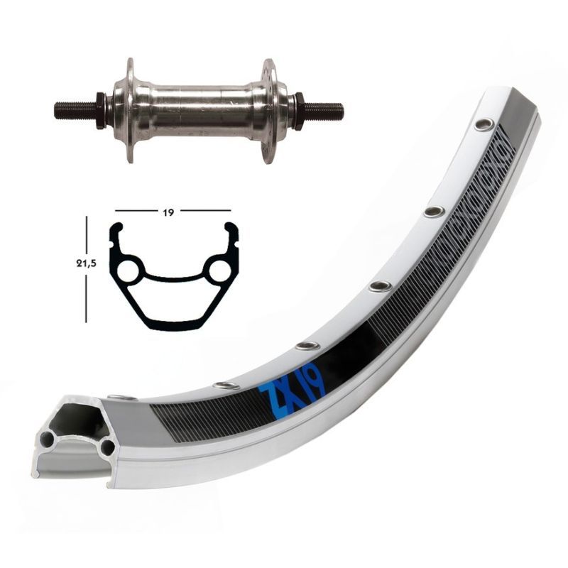 Rueda Delantera Winora Exal ZX19 Eje Macizo Tuerca 100mm Plata Mate