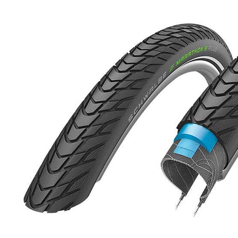 Cubierta Schwalbe Marathon E-Plus HS498 Performance TwinSkin Smart DualGuard Addix Rígida Negro Reflectante